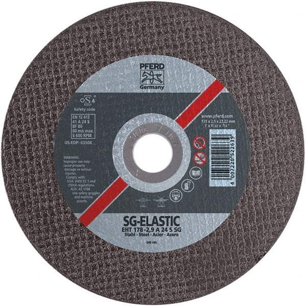 PFERD - 7" Aluminum Oxide Cutoff Wheel - 1/8" Thick, 7/8" Arbor, Use with Angle Grinders - Exact Tool & Supply
