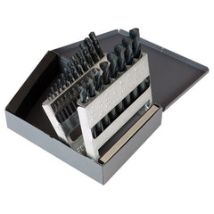‎1/16-3/8 RHS / RHC HSS 135 Degree Split Point Heavy Duty Screw Machine Length Drill Set - Steam Oxide - Exact Tool & Supply