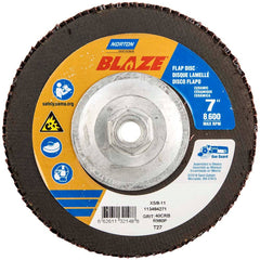 Norton - 7" 40 Grit 5/8-11 Center Hole Type 27 Ceramic Alumina Flap Disc - Exact Tool & Supply