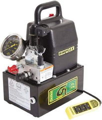 TK Simplex - 10,000 psi Electric Hydraulic Pump & Jack - 1 Gal Oil Capacity, 3-Way, 3 Position Valve, Use with Single Acting Cylinders, Advance, Hold & Retract - Exact Tool & Supply
