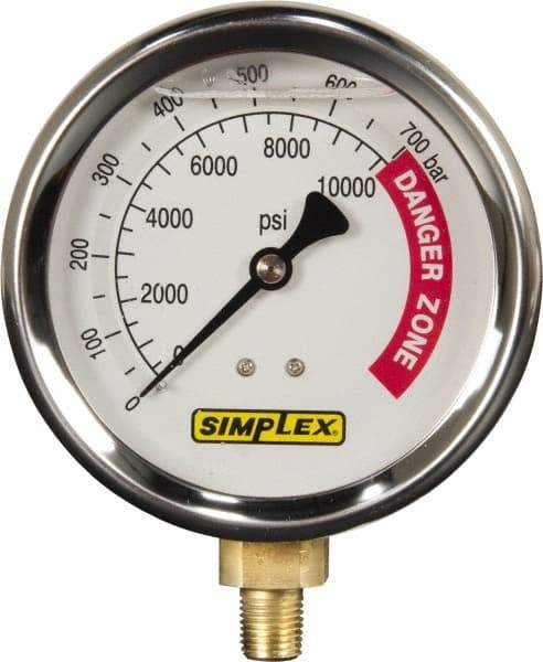 TK Simplex - Hydraulic Pressure Gages & Adapters Type: Liquid-Filled Gauge Pressure Rating: 0 - 10000 - Exact Tool & Supply