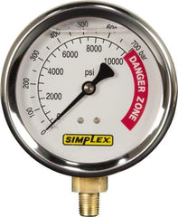 TK Simplex - Hydraulic Pressure Gages & Adapters Type: Liquid-Filled Gauge Pressure Rating: 0 - 10000 - Exact Tool & Supply