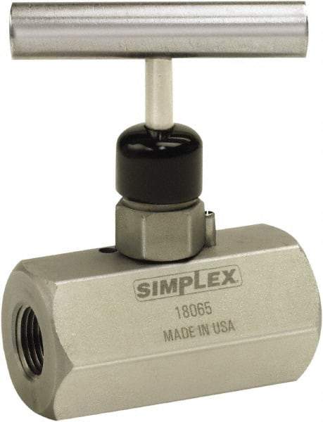 TK Simplex - 3/8 Inlet Steel Hydraulic Control Valve - 3/8 Thread, 10,000 psi, 1.26" Wide x 2-1/2" Long, 0.44 CV Rate - Exact Tool & Supply