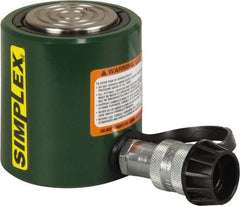 TK Simplex - 2-7/16" Stroke, 30 Ton Portable Hydraulic Low Profile Cylinder - 6.49 Sq In Effective Area, 15.8 Cu In Oil Capacity, 4.62 to 7.06" High, 2-5/8" Plunger Diam, 10,000 Max psi - Exact Tool & Supply