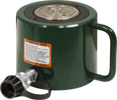 TK Simplex - 2-1/4" Stroke, 100 Ton Portable Hydraulic Low Profile Cylinder - 19.63 Sq In Effective Area, 44.2 Cu In Oil Capacity, 5.56 to 7.81" High, 3-5/8" Plunger Diam, 10,000 Max psi - Exact Tool & Supply