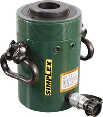 TK Simplex - 3" Stroke, 60 Ton Portable Hydraulic Hollow Hole Cylinder - 12.73 Sq In Effective Area, 38.29 Cu In Oil Capacity, 9.75 to 13.25" High, 3-5/8" Plunger Diam, 10,000 Max psi - Exact Tool & Supply