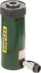 TK Simplex - 6-1/8" Stroke, 30 Ton Portable Hydraulic Hollow Hole Cylinder - 7.22 Sq In Effective Area, 44.23 Cu In Oil Capacity, 13 to 19.13" High, 2-1/2" Plunger Diam, 10,000 Max psi - Exact Tool & Supply