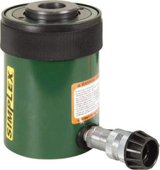 TK Simplex - 2-1/2" Stroke, 30 Ton Portable Hydraulic Hollow Hole Cylinder - 7.22 Sq In Effective Area, 18.05 Cu In Oil Capacity, 7.03 to 9.53" High, 2-1/2" Plunger Diam, 10,000 Max psi - Exact Tool & Supply