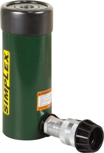 TK Simplex - 3" Stroke, 12 Ton Portable Hydraulic Hollow Hole Cylinder - 2.76 Sq In Effective Area, 8.3 Cu In Oil Capacity, 7.25 to 10.25" High, 1-3/8" Plunger Diam, 10,000 Max psi - Exact Tool & Supply