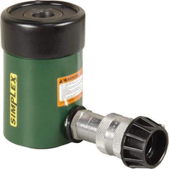 TK Simplex - 1-5/8" Stroke, 12 Ton Portable Hydraulic Hollow Hole Cylinder - 2.76 Sq In Effective Area, 4.5 Cu In Oil Capacity, 4.75 to 6.38" High, 1-3/8" Plunger Diam, 10,000 Max psi - Exact Tool & Supply