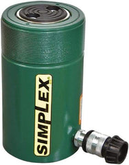 TK Simplex - 6" Stroke, 75 Ton Portable Hydraulic Single Acting Cylinder - 15.9 Sq In Effective Area, 95.4 Cu In Oil Capacity, 11.31 to 17.37" High, 3.75" Cyl Bore Diam, 4-1/2" Plunger Diam, 10,000 Max psi - Exact Tool & Supply