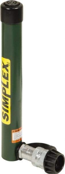 TK Simplex - 9-3/16" Stroke, 5 Ton Portable Hydraulic Single Acting Cylinder - 0.99 Sq In Effective Area, 9.07 Cu In Oil Capacity, 12.83 to 22.01" High, 1" Cyl Bore Diam, 1-1/8" Plunger Diam, 10,000 Max psi - Exact Tool & Supply