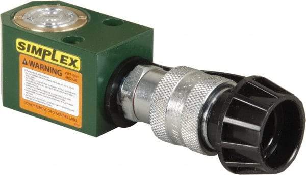 TK Simplex - 5/8" Stroke, 5 Ton Portable Hydraulic Single Acting Cylinder - 0.99 Sq In Effective Area, 0.6 Cu In Oil Capacity, 1.62 to 2.24" High, 1" Cyl Bore Diam, 1-1/8" Plunger Diam, 10,000 Max psi - Exact Tool & Supply