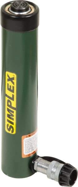 TK Simplex - 10-3/8" Stroke, 15 Ton Portable Hydraulic Single Acting Cylinder - 3.14 Sq In Effective Area, 31.4 Cu In Oil Capacity, 14.69 to 25.07" High, 1.63" Cyl Bore Diam, 2" Plunger Diam, 10,000 Max psi - Exact Tool & Supply