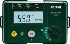Extech - Digital LCD Display, 0.002 Megohm Electrical Insulation Resistance Tester & Megohmmeter - 1,000 Volt Max Test Voltage, Powered by AA Battery - Exact Tool & Supply