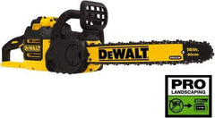 DeWALT - 40 Volt, 50 Ft/sec, Battery Powered Chainsaw - 16" Guide Bar Length, 7,500 RPM, 3/8" Chain Pitch, 0.043 Chain Gauge - Exact Tool & Supply