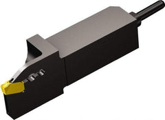 Sandvik Coromant - QSQD, External, Left Hand, 0.8" Max Depth of Cut, Indexable Grooving Tool Holder - QD-NF-0250-0002-CM Insert Compatibility, 5/8" Shank Height, 5/8" Shank Width, 2.7559" OAL, Through Coolant - Exact Tool & Supply