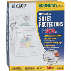 C-LINE - 200 Piece Clear Sheet Protectors-Ring Binder - 11" High x 8-1/2" Wide - Exact Tool & Supply