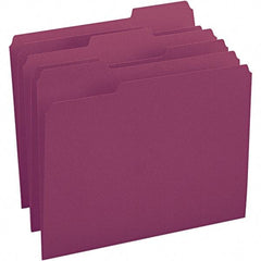 SMEAD - 11-5/8 x 9-1/2", Letter Size, Maroon, File Folders with Top Tab - 11 Point Stock, Assorted Tab Cut Location - Exact Tool & Supply
