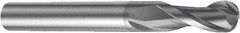 Sandvik Coromant - 1/8" Diam, 6.35mm LOC, Solid Carbide Ball End Mill - Single End, 3" OAL, 1/4" Shank Diam, Ball Flute - Exact Tool & Supply