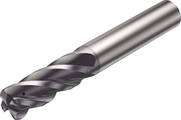 Sandvik Coromant - 6mm, 13mm LOC, 6mm Shank Diam, 57mm OAL, 4 Flute, Solid Carbide Square End Mill - Single End, AlTiN Finish, Spiral Flute, 38° Helix, Right Hand Cut, Right Hand Flute, Series CoroMill Plura - Exact Tool & Supply