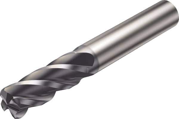 Sandvik Coromant - 1/2", 1-1/8" LOC, 1/2" Shank Diam, 3" OAL, 4 Flute, Solid Carbide Square End Mill - Single End, AlCrN Finish, Spiral Flute, 42° Helix, Right Hand Cut, Right Hand Flute, Series CoroMill Plura - Exact Tool & Supply
