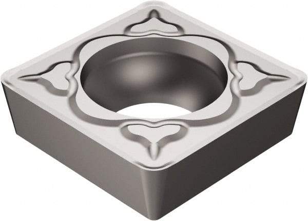 Sandvik Coromant - SCMT32.52 KM Grade H13A Carbide Turning Insert - Uncoated, 90° Square, 3/8" Inscr Circle, 5/32" Thick, 1/32" Corner Radius - Exact Tool & Supply
