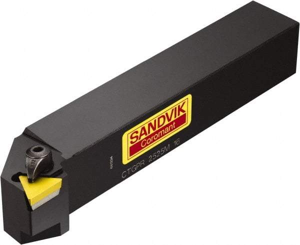 Sandvik Coromant - CTGP, Left Hand Cut, -1° Lead Angle, 1/2" Shank Height x 1/2" Shank Width, Positive Rake Indexable Turning Toolholder - 4" OAL, TPUN 110304 Insert Compatibility, Series T-Max S - Exact Tool & Supply