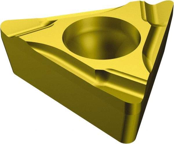 Sandvik Coromant - TCGT1.81.51 K Grade 1525 Cermet Turning Insert - TiCN/TiN Finish, 60° Triangle, 7/32" Inscr Circle, 3/32" Thick, 1/64" Corner Radius - Exact Tool & Supply