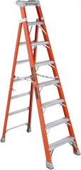 Louisville - 7 Steps, 8' High, Type IA Rating, Fiberglass Step Ladder - Exact Tool & Supply