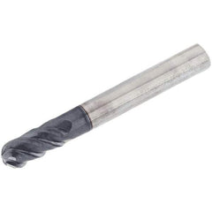 Iscar - 12mm Diam, 24mm LOC, 4 Flute Solid Carbide Ball End Mill - TiAlN Finish, Single End, 83mm OAL, 12mm Shank Diam, Spiral Flute - Exact Tool & Supply