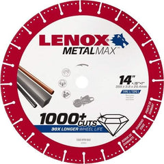 Lenox - 14" 25/30 Grit Diamond Cutoff Wheel - 0.15" Thick, 1" Arbor, 5,300 Max RPM, Use with Gas Powered Saws - Exact Tool & Supply