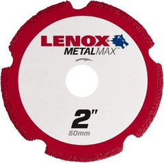 Lenox - 2" 40/50 Grit Diamond Cutoff Wheel - 0.05" Thick, 3/8" Arbor, 30,500 Max RPM, Use with Die Grinders - Exact Tool & Supply