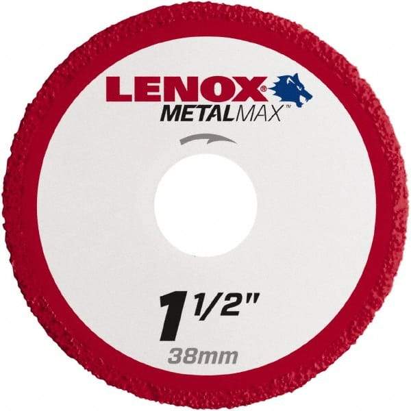 Lenox - 1-1/2" 40/50 Grit Diamond Cutoff Wheel - 0.05" Thick, 3/8" Arbor, 40,200 Max RPM, Use with Die Grinders - Exact Tool & Supply