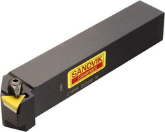 Sandvik Coromant - CTFPR/L, Left Hand Cut, -1° Lead Angle, 20mm Shank Height x 20mm Shank Width, Positive Rake Indexable Turning Toolholder - 125mm OAL, TPUN 16 03 08, TPU 322 Insert Compatibility, Series T-Max S - Exact Tool & Supply