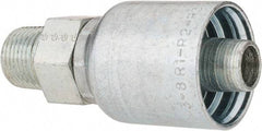 Parker - 3/8-18 Male NPTF Steel Hydraulic Hose Male Rigid Fitting - 10,000 psi, -8 Hose Size, 1/2" Hose Diam, Series 43 - Exact Tool & Supply
