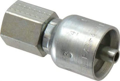 Parker - 1/4-18 NPTF Steel Hydraulic Hose Female Rigid Fitting - -4 Hose Size, 1/4" Hose Diam, Series 43 - Exact Tool & Supply
