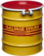 Made in USA - 10 Gallon Cylindrical Carbon Steel Open Head Drum - 17" High x 14" Diam - Exact Tool & Supply