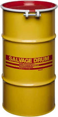 Made in USA - 16 Gallon Cylindrical Carbon Steel Open Head Drum - 27" High x 14" Diam - Exact Tool & Supply