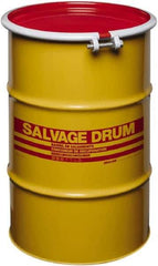 Made in USA - 30 Gallon Cylindrical Carbon Steel Open Head Drum - 27-1/2" High x 18-1/4" Diam - Exact Tool & Supply