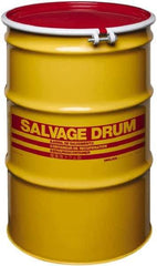 Made in USA - 55 Gallon Cylindrical Carbon Steel Open Head Drum - 33" High x 22-1/2" Diam - Exact Tool & Supply