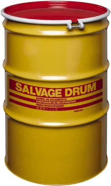 Made in USA - 85 Gallon Cylindrical Carbon Steel Open Head Drum - 37" High x 26" Diam - Exact Tool & Supply