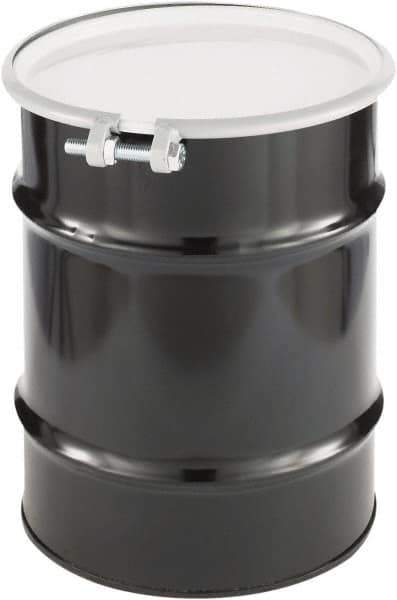 Made in USA - 10 Gallon Cylindrical Carbon Steel Open Head Drum - 17" High x 14" Diam - Exact Tool & Supply