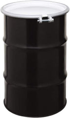 Made in USA - 30 Gallon Cylindrical Carbon Steel Open Head Drum - 27-1/2" High x 18-1/4" Diam - Exact Tool & Supply