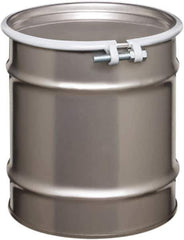 Made in USA - 10 Gallon Cylindrical Stainless Steel Open Head Drum - 17" High x 14" Diam - Exact Tool & Supply