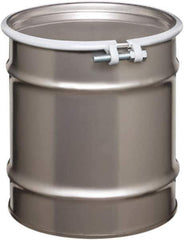 Made in USA - 20 Gallon Cylindrical Stainless Steel Open Head Drum - 19-1/4" High x 18-1/4" Diam - Exact Tool & Supply