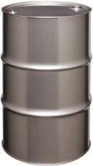 Made in USA - 55 Gallon Cylindrical Stainless Steel Tight Head Drum - 33" High x 22-1/2" Diam - Exact Tool & Supply