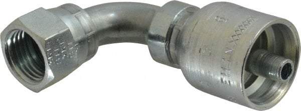 Parker - 9/16-18 Female JIC Steel Hydraulic Hose Female JIC Swivel & 90° Elbow & Short Drop - -4 Hose Size, 1/4" Hose Diam, Series 43 - Exact Tool & Supply