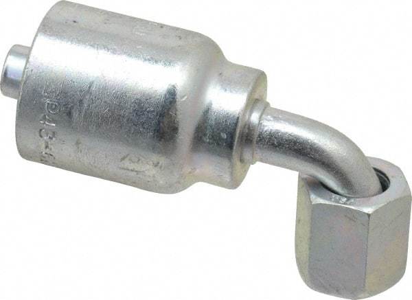 Parker - 9/16-18 Female JIC Steel Hydraulic Hose Female JIC Swivel & 90° Elbow & Short Drop - -6 Hose Size, 3/8" Hose Diam, Series 43 - Exact Tool & Supply