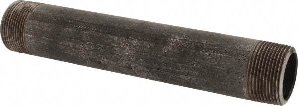 Made in USA - Schedule 80, 1-1/4" Diam x 9" Long Black Pipe Nipple - Threaded - Exact Tool & Supply